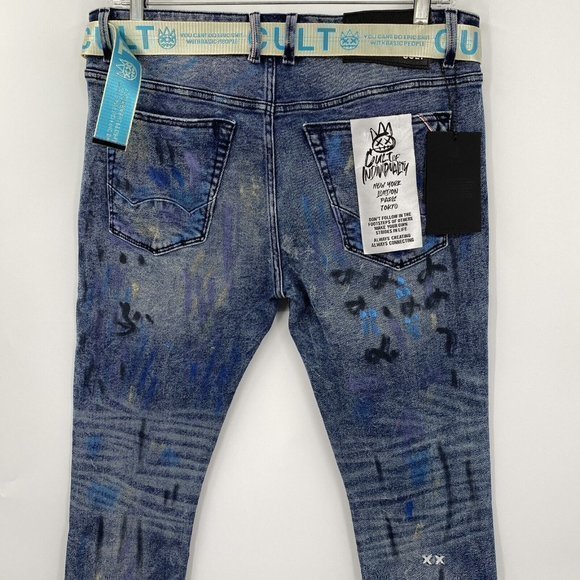 Cult Of Individuality Men's 38 Punk‎ Super Skinny Stretch Destroyed Denim Jeans - Picture 4 of 9